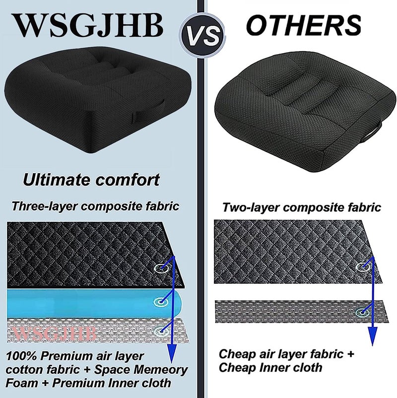 WSGJHB Car Booster Seat Cushion Posture Cushion Portable Breathable Mesh, Effectively Increase The Field of View Ideal for Office, Home, Angle Lift Seat Cushions,Black - Image 4
